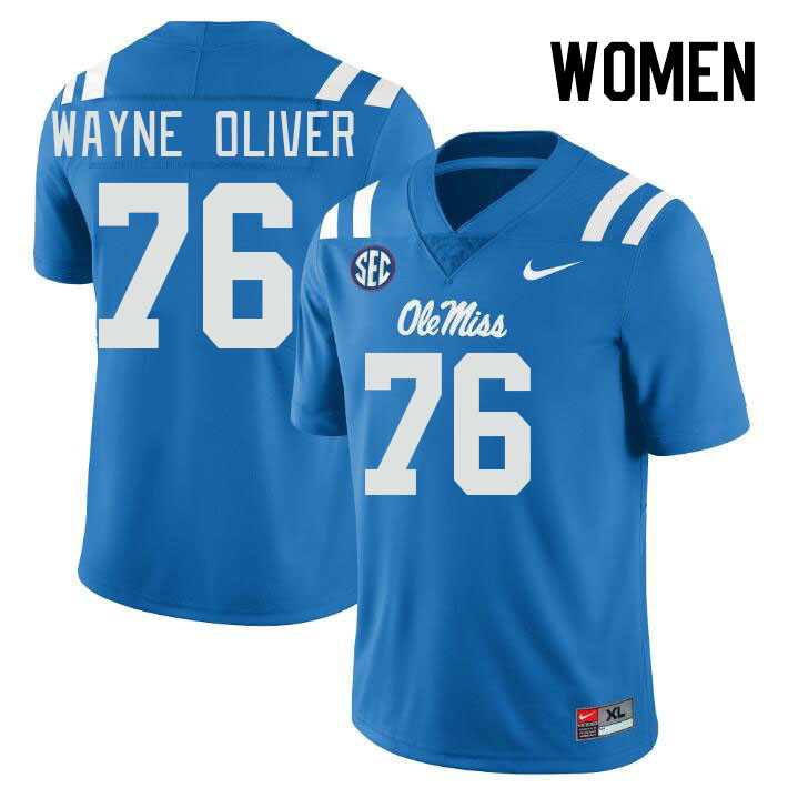 Women #76 John Wayne Oliver Ole Miss Rebels College Football Jerseys Stitched-Power Blue